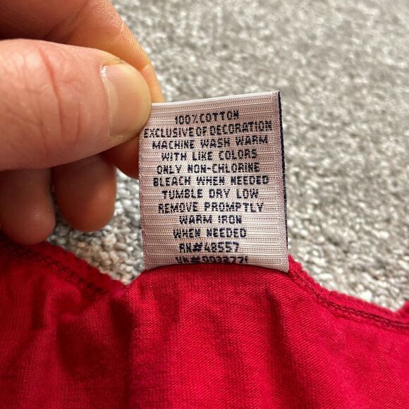 Cascade Blues Shirt Womens Plus 2X Red Short Sleeve V Neck Solid Cotton Tee Top - Picture 5 of 8